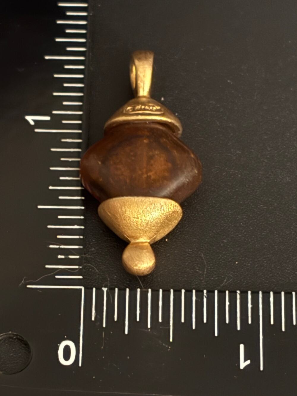 Monet Brown Lucite Gold Tone Pendant Vintage